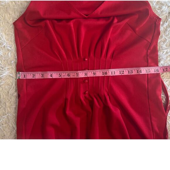 Grace Karin Women's Size S Red Gathered Front Tie Back Dress #0543 - Picture 11 of 11
